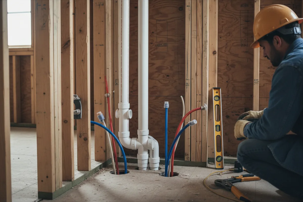Drain and supply rough-in during Garbage Disposal Repair in West Harrison